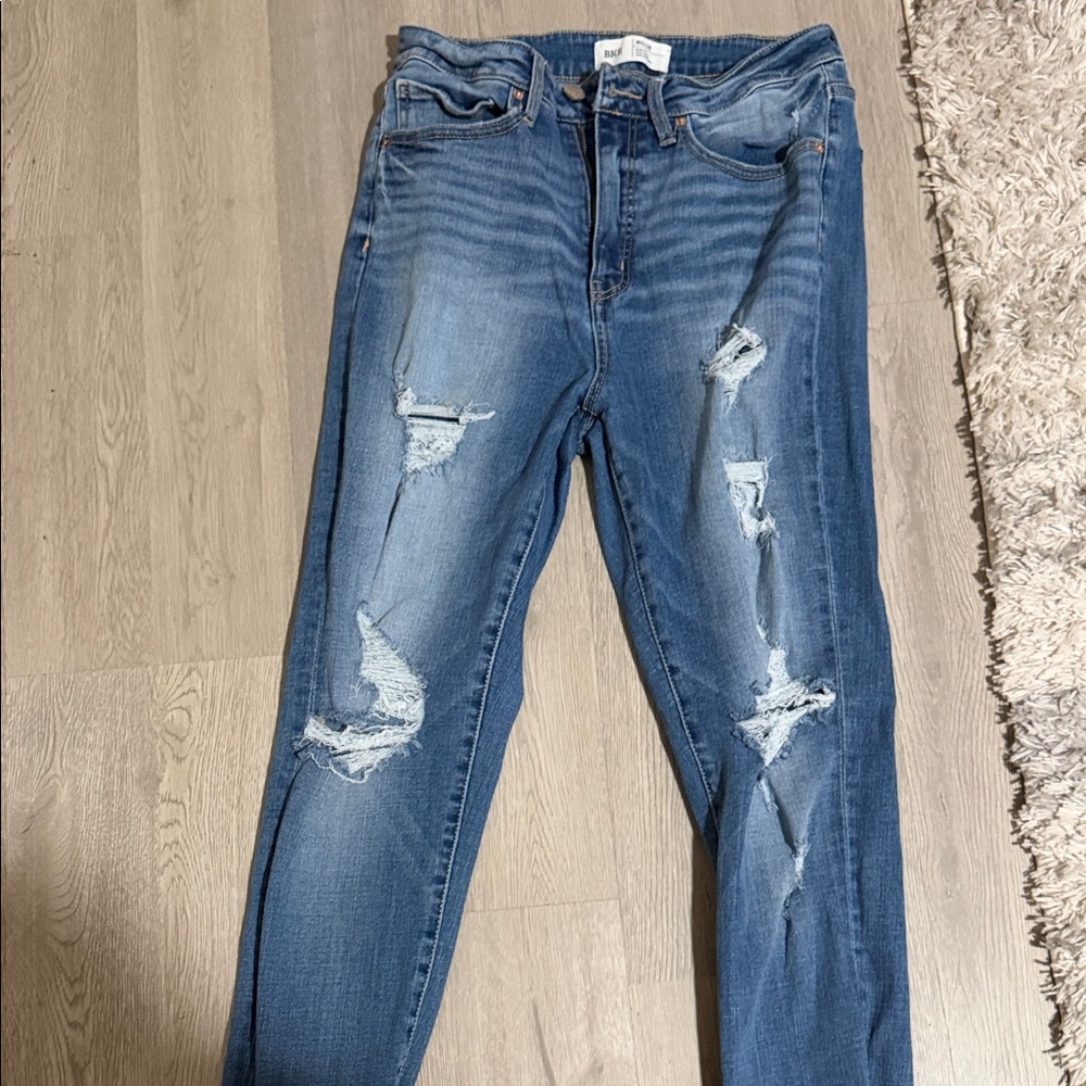 BKE Women's Distressed Skinny Jeans - Medium Blue